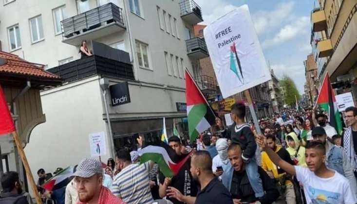 İsveç'te Filistinlilerle Dayanışma Mitingi 